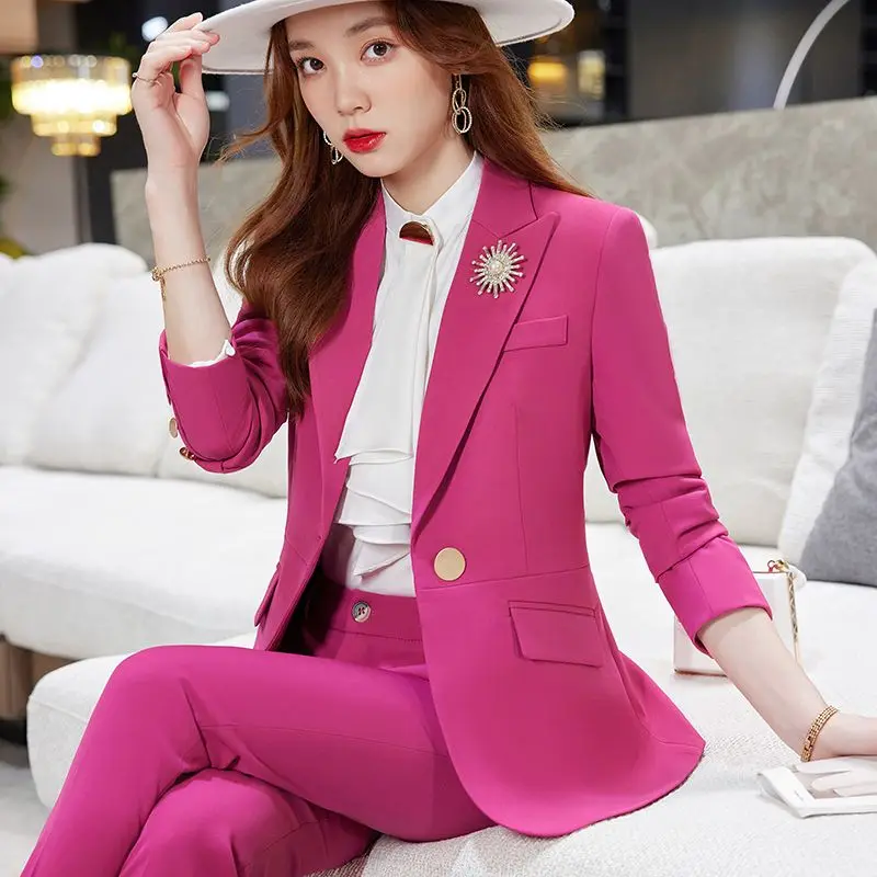 2022 Новые Корейские Костюмы Женская Весенняя Мода Темперамент Деловое Интервью Блейзер С длинным рукавом Брюки Офисная Женская Рабочая Одежда L203