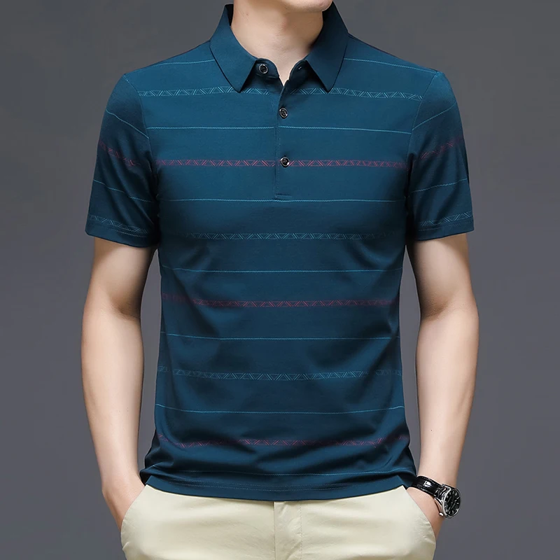 Летняя мужская рубашка поло с короткими рукавами 2023, деловая повседневная, воспитывающая моральный облик, мужская классическая рубашка с лацканами