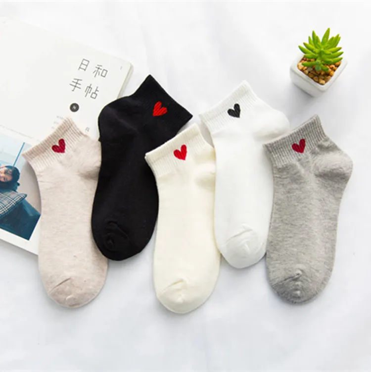 Короткие женские носки-лодочки Женские носки Four Seasons Women's Love, японские носки с дезодорантом из чистого хлопка, впитывающие пот