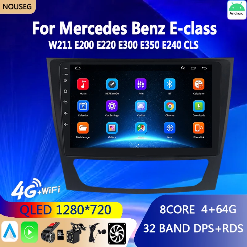 Android Auto Автомагнитола Carplay для Mercedes Benz E-class W211 E200 E220 E300 E350 E240 E270 E280 CLS CLASS W219 Мультимедиа