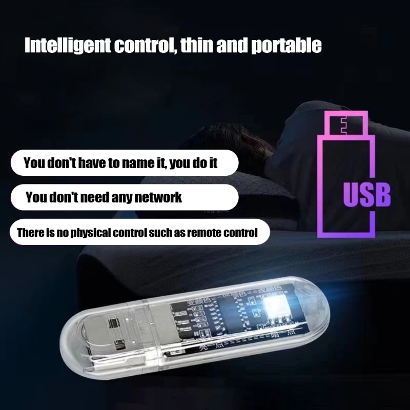 Мини-ночник с голосовым управлением, Красочный USB-ночник, не требуется подключение к Интернету, Управление голосом, Универсальное Освещение