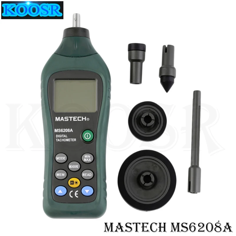 MASTECH MS6208A Цифровой тахометр контактного типа с ЖК-дисплеем, измеритель оборотов в минуту с подсветкой и скоростью вращения 50-19999 об/мин Для хранения данных