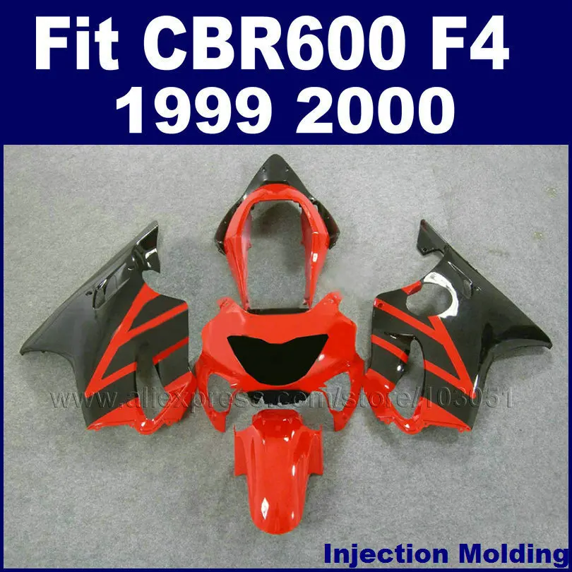 Изготовленные на заказ комплекты обтекателей для мотоциклов с впрыском топлива HONDA 1999 2000 CBR600 F4 CBR600F4 99 00 корпуса красные, черные детали кузова fairngs