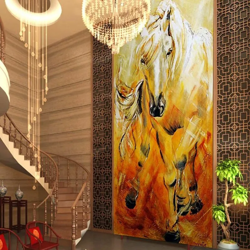 большие фрески wellyu на заказ золотые лошади Счастливый фэн-шуй Европейская новая мода фоновые обои для гостиной