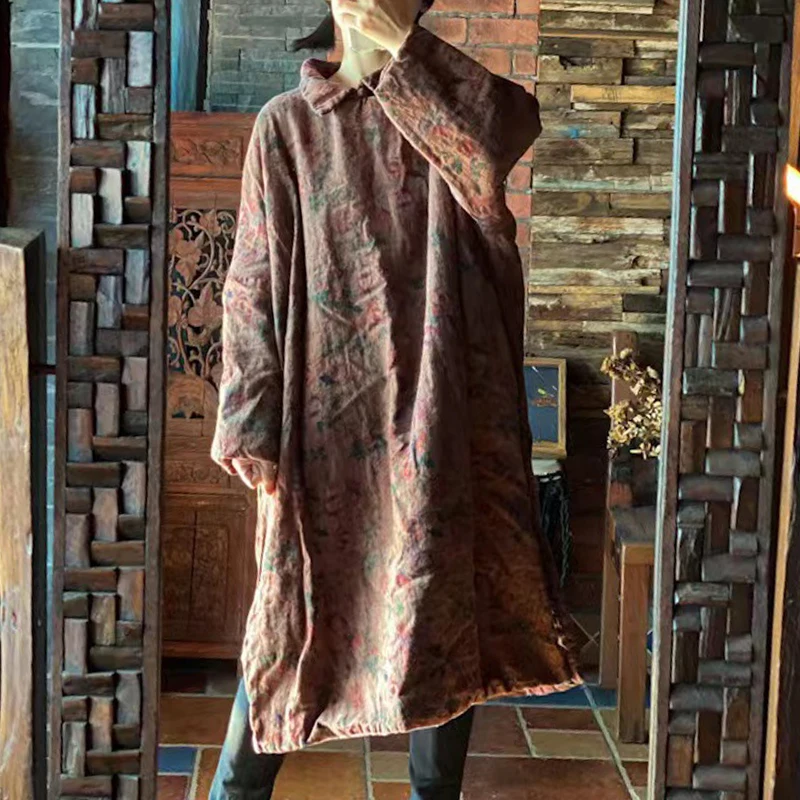 Johnature 2023, Весенние новые пальто с отложным воротником и свободным принтом в стиле пэчворк, оригинальные винтажные женские хлопковые пальто с длинными рукавами.