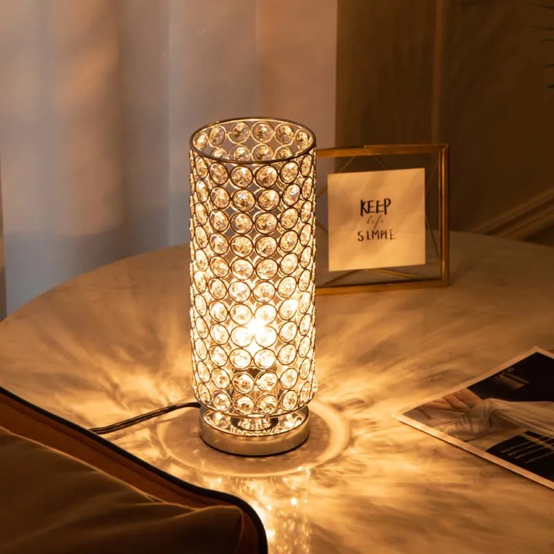 Настольная лампа moonlux 110-240 В с хрусталем, элегантный прикроватный ночник для спальни, гостиной, украшения дома