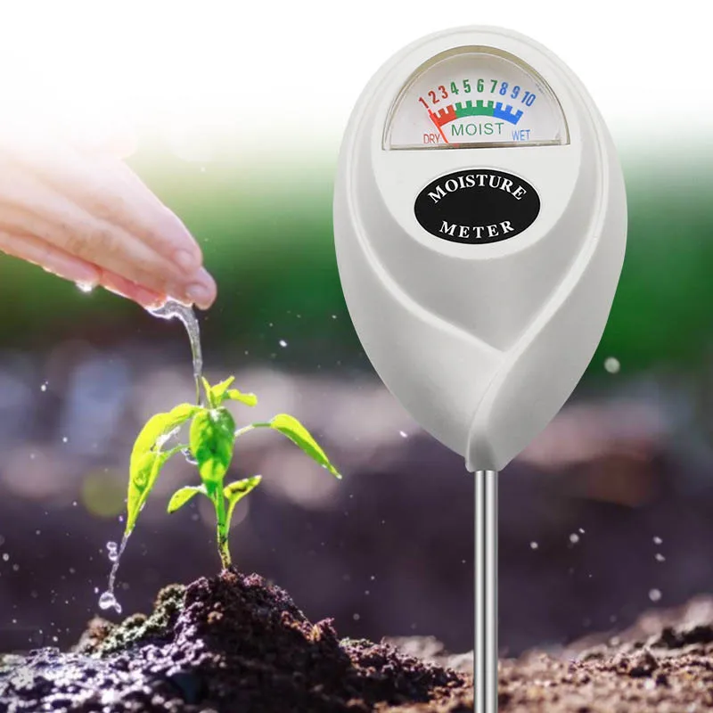 Серебристо-белый хьюмидрометр, измерительный инструмент для домашнего садоводства, измеритель влажности почвы, гигрометр, зонд, тест на полив, измеритель РН почвы