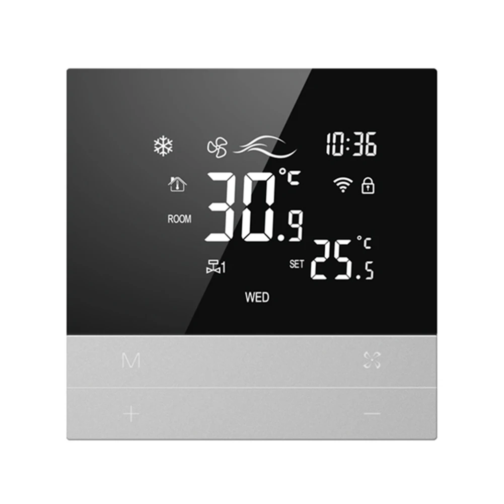 Wi-Fi Центральный термостат кондиционера с сенсорным ЖК-экраном, интеллектуальный регулятор температуры, приложение /голосовой контроллер Tuya для Google Home