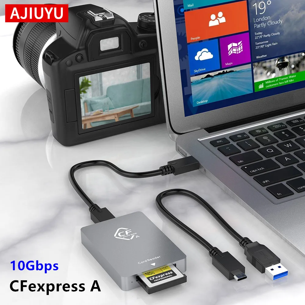 AJIUYU CFexpress Кард-ридер типа A USB3.1 Gen2 Адаптер 10 Гбит/с USB Type C для Windows Mac OS для зеркальной камеры Sony Canon Nikon