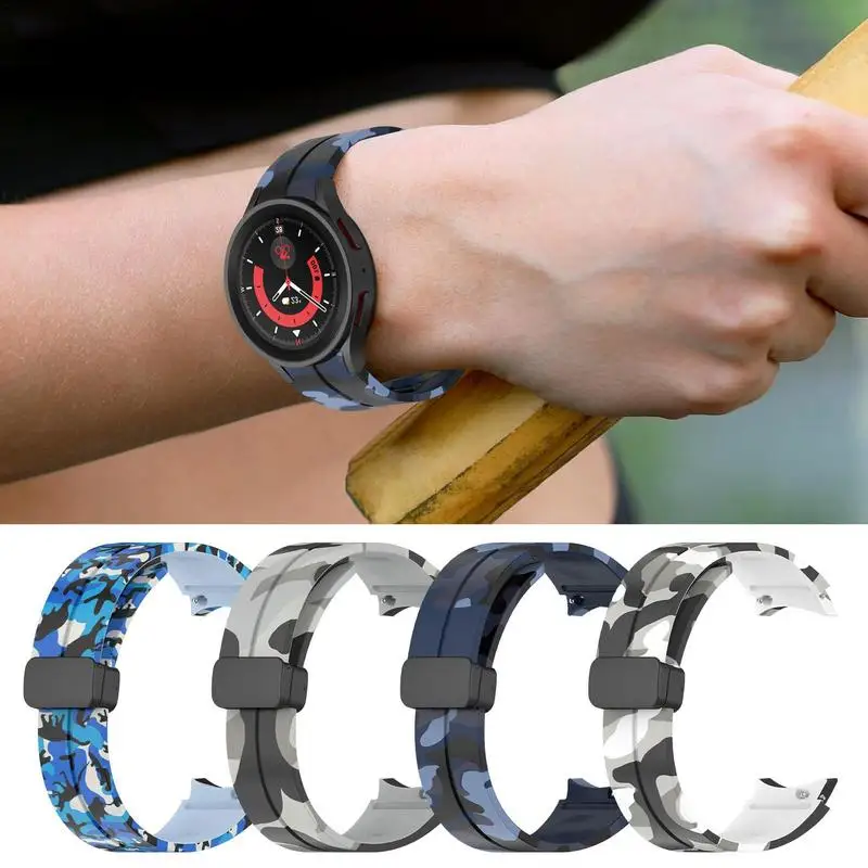 Ремешок с магнитной пряжкой, камуфляжный ремешок для часов Galaxy Watch5 Pro, оригинальный силиконовый ремешок для Samsung Watch Watch 5 Pro 20 мм