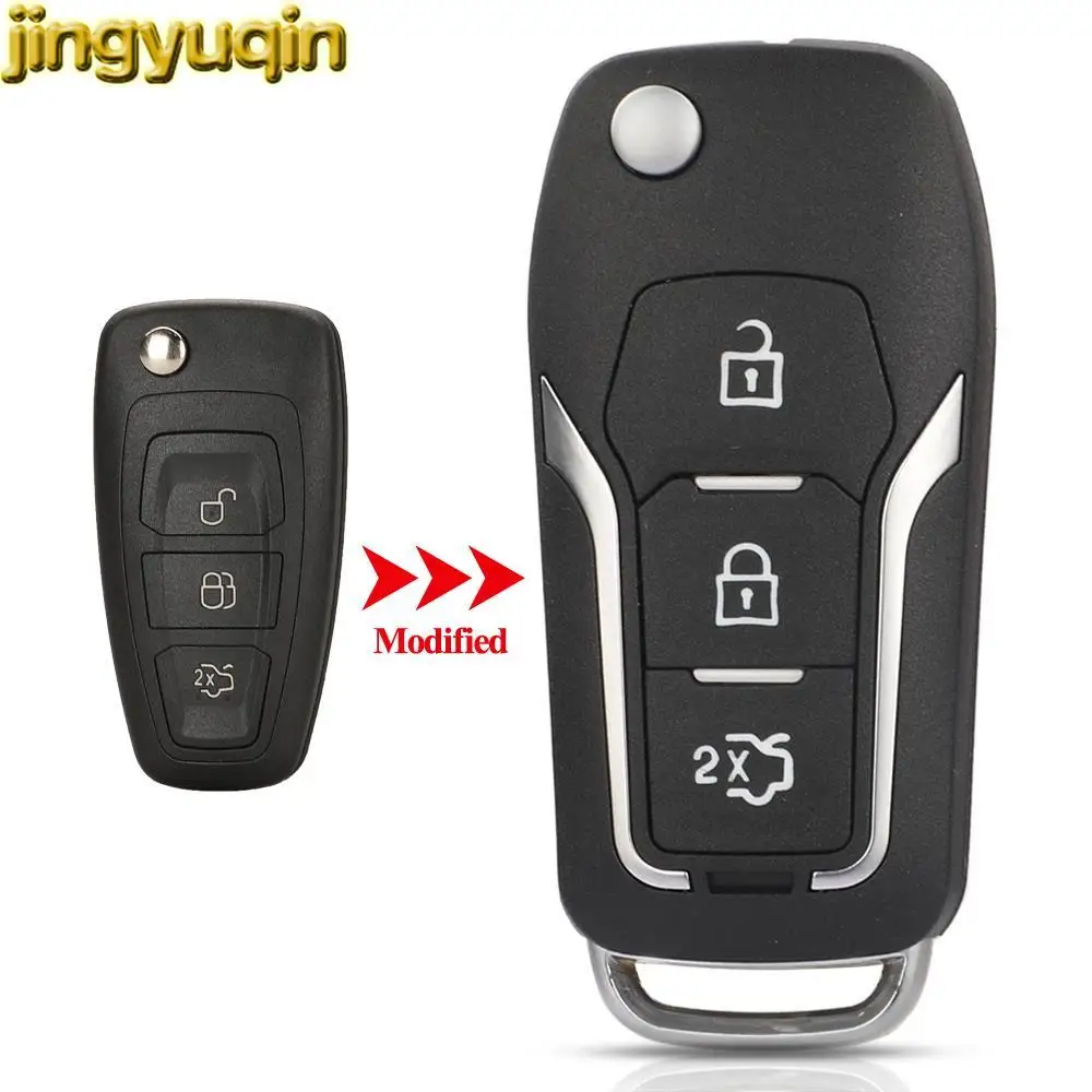 Jingyuqin 5pcs Upgrade Flip Remote Car Key Fob Shell Для Ford Mondeo Focus Tourneo Edge Escort S-MAX Ecosport Fiesta Everest