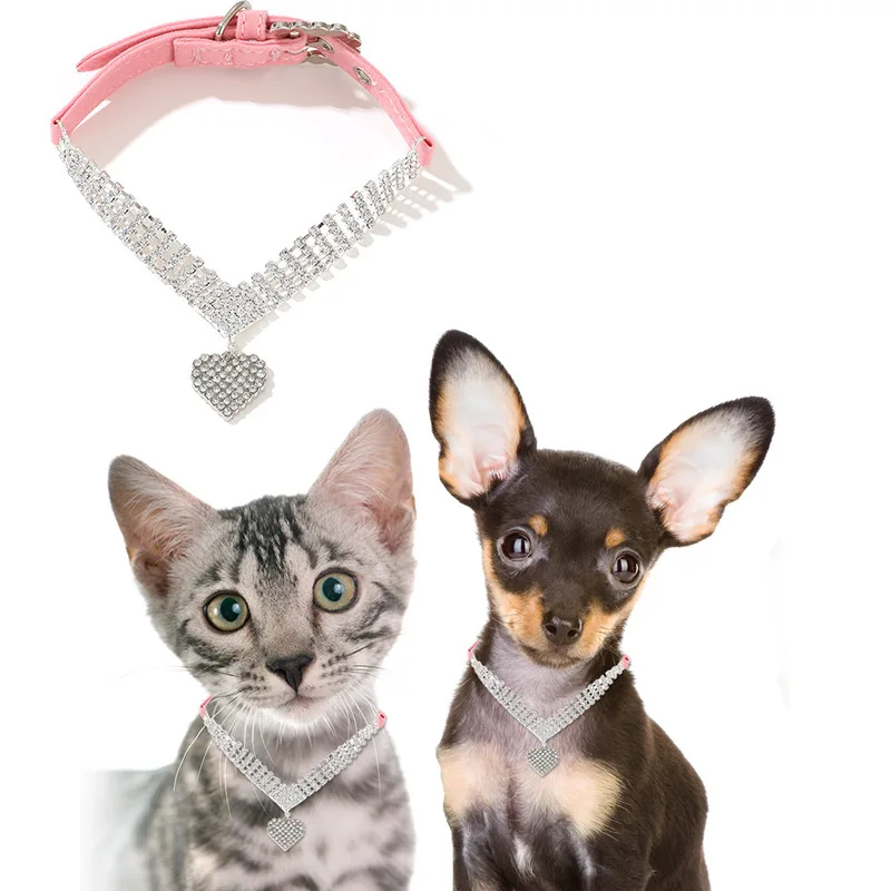 Ошейник для собак со стразами, искусственный ошейник для собак, Регулируемое ожерелье для собак, ошейник для кошек с бриллиантами, ошейник для свадьбы, Дня рождения