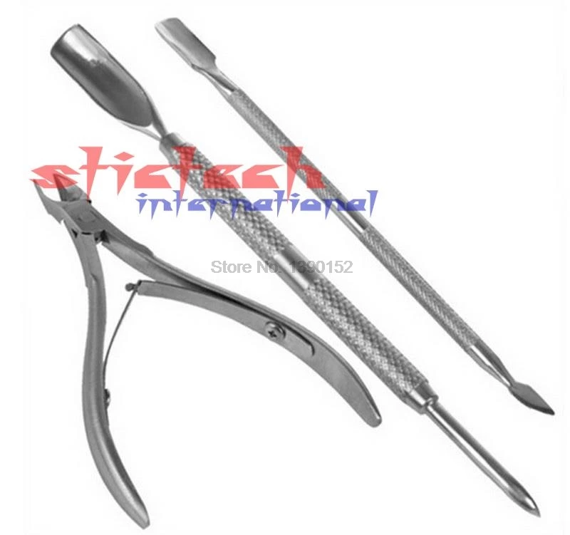 dhl или EMS 200 комплектов ложки для ногтей и кутикулы из нержавеющей стали, толкатель для удаления ногтей, кусачки, Машинка для стрижки