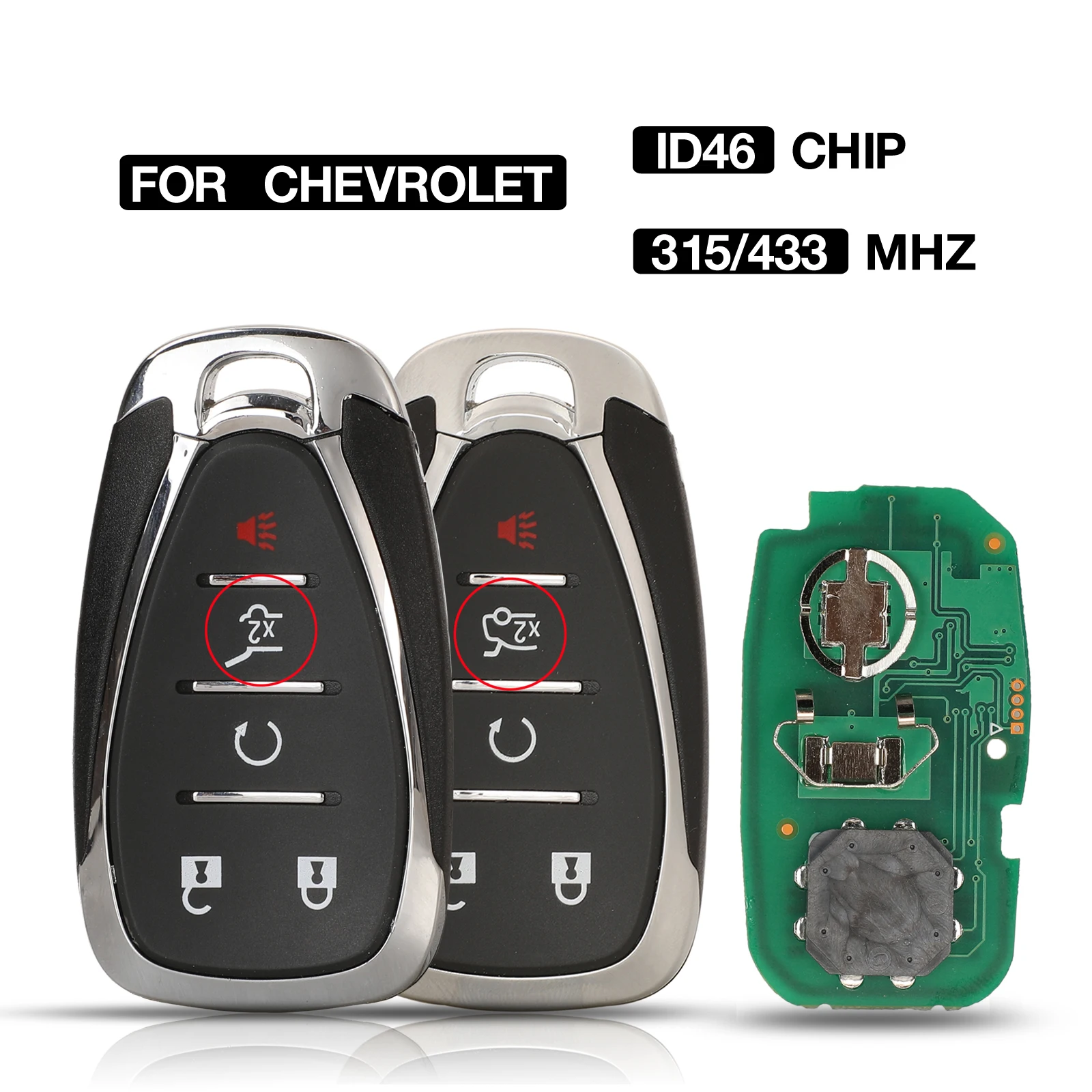 jingyuqin 5 Кнопок 315 МГц/433 МГц ID46 Чип Для Chevrolet Malibu XL Equinox Orlando Tracker FOB Smart Remote Замена Ключа Автомобиля