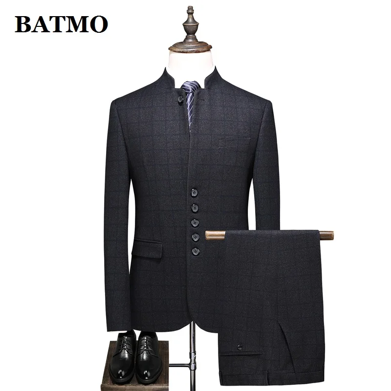 BATMO 2020, новое поступление, мужские повседневные костюмы в клетку высокого качества, мужское свадебное платье, куртки + брюки, большие размеры S-4XL 2212