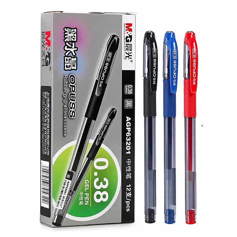 2 штуки гелевых ручек 0,38 мм, черные, синие, красные чернила, нейтральная ручка для студентов, сменные школьные канцелярские принадлежности для пополнения запасов