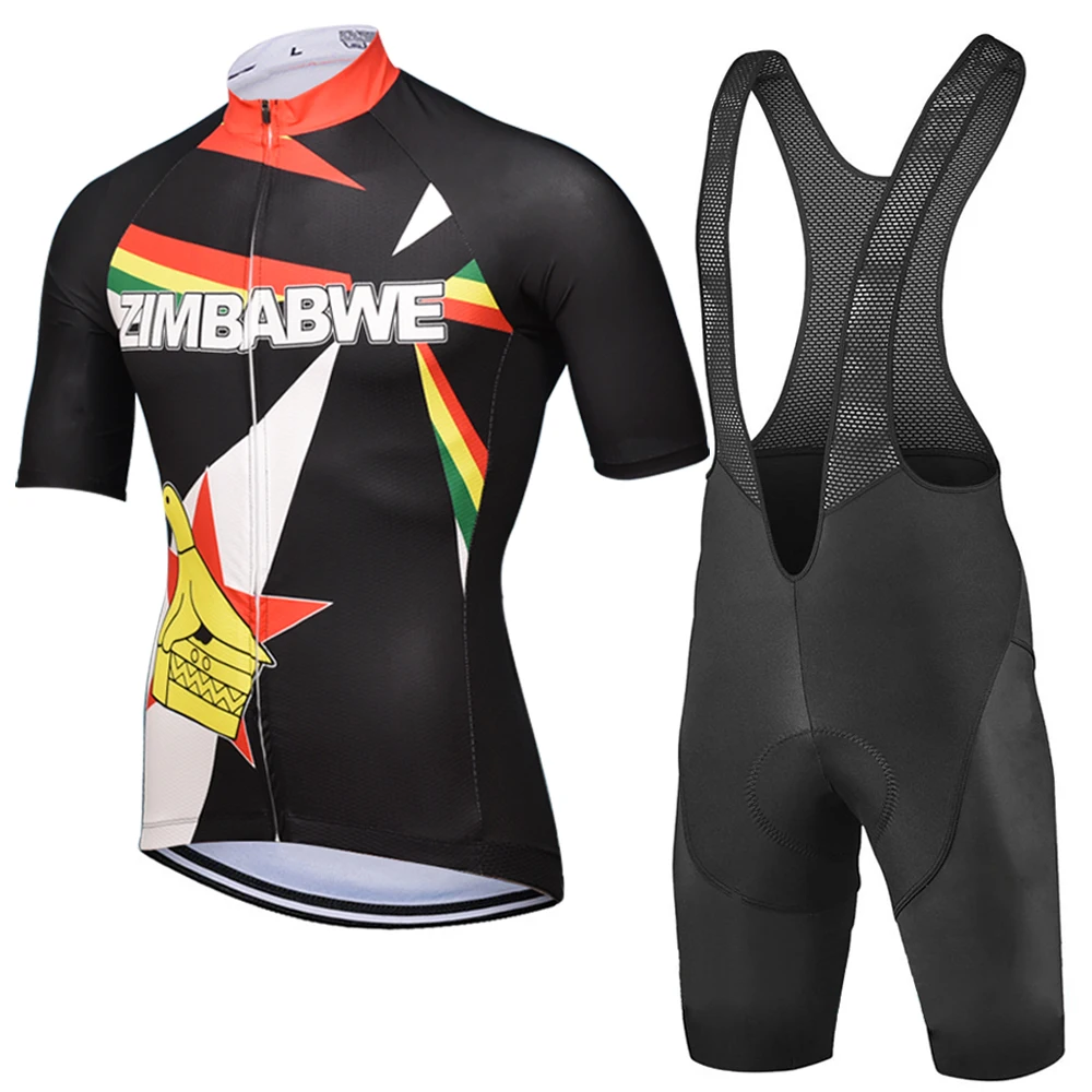 НОВАЯ мужская велосипедная форма сборной Зимбабве Черные Велосипедные майки, рубашки с коротким рукавом, комплекты велосипедной одежды, нагрудники, одежда для езды