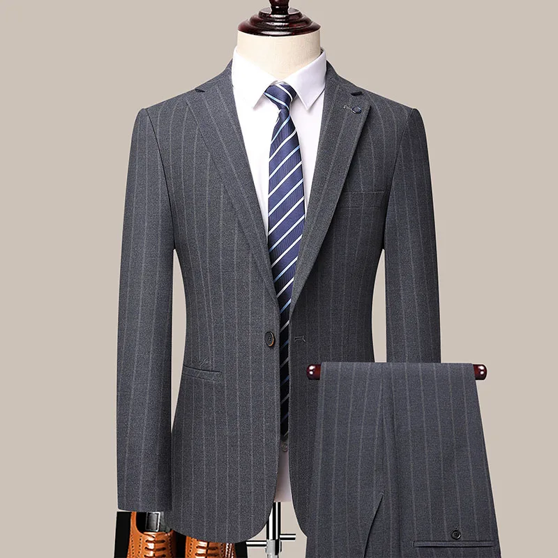 Высокое качество (блейзер + брюки), мужской британский повседневный простой Модный свадебный Лучший мужчина, деловой Элегантный костюм джентльмена из двух частей