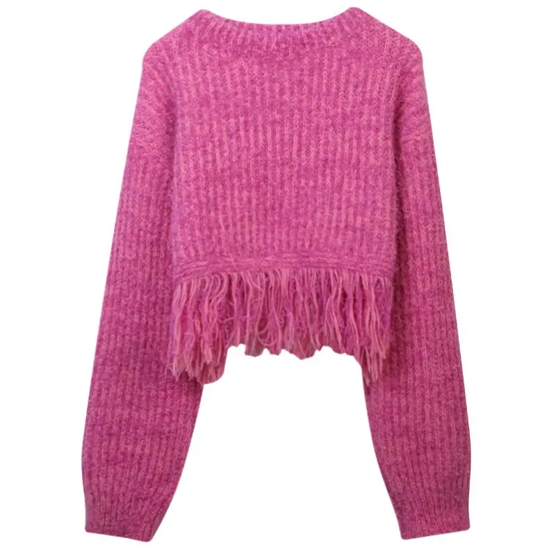 Свободные повседневные ленивые свитера, пуловеры розового цвета с кисточками, Хорошее качество, Вязаные женские джемперы, Топы, одежда