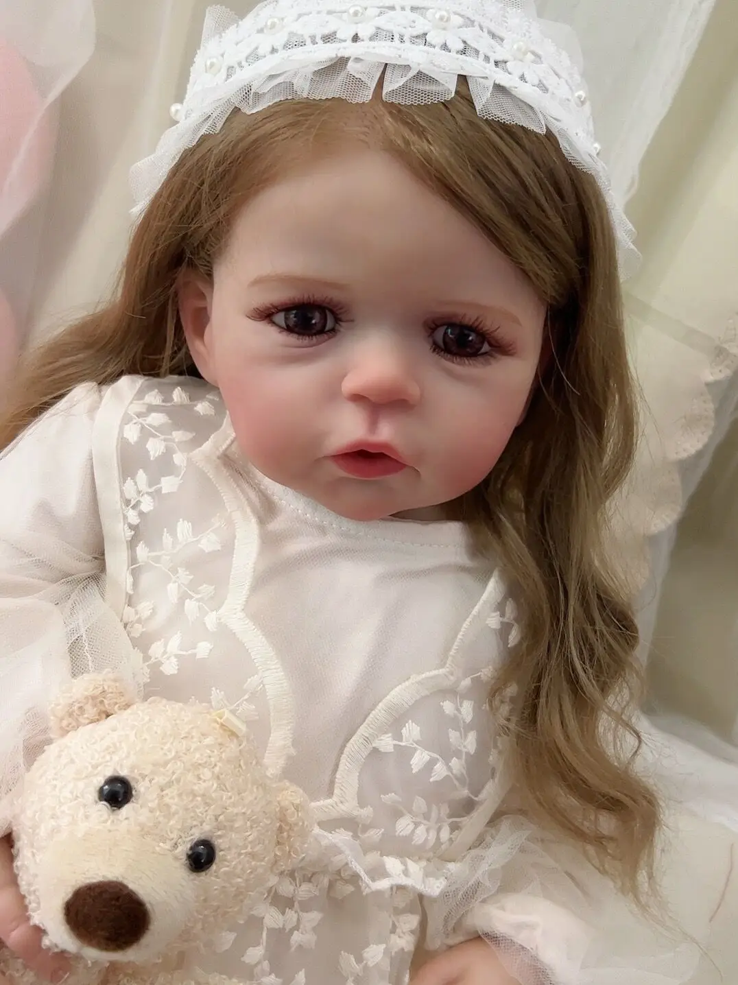 NPK 24-дюймовая Возрожденная кукла для девочек-малышей, уже раскрашенная Готовая Сэнди Популярная реалистичная мягкая на ощупь 3D-кукла Skin Art