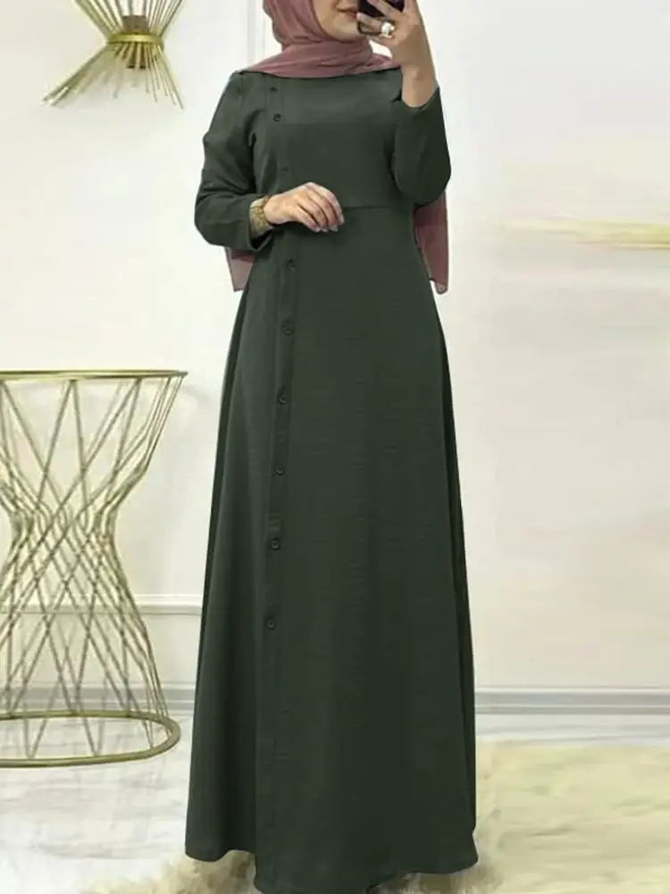Женское платье Абайя с Ближнего Востока, исламская одежда, однотонный Турецкий кафтан, молния по центру спины, Саудовское мусульманское простое платье-халат, Абайя