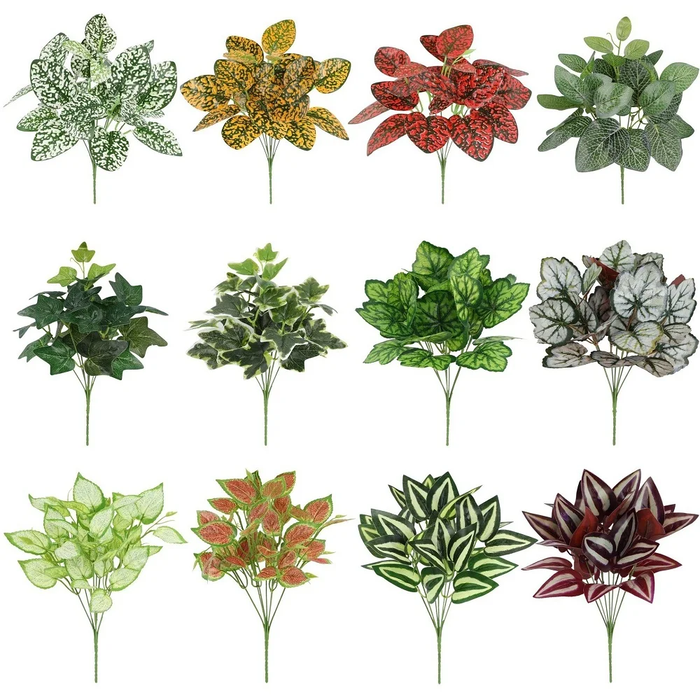 Искусственные кленовые листья, пластиковые поддельные зеленые растения, набор для украшения спальни, имитация растений, Вечнозеленый лист периллы