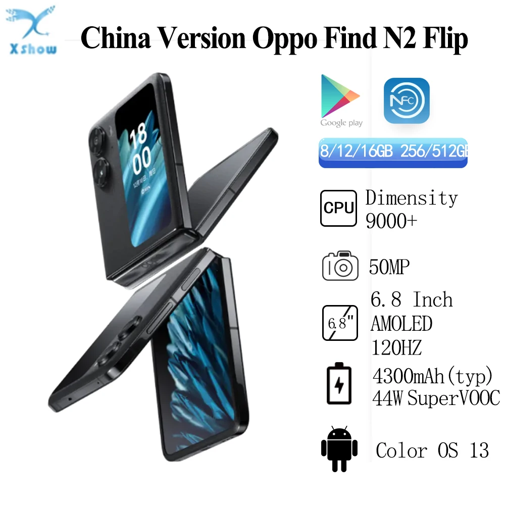 Официальный Новый смартфон OPPO Find N2 Flip 5G 6,8 