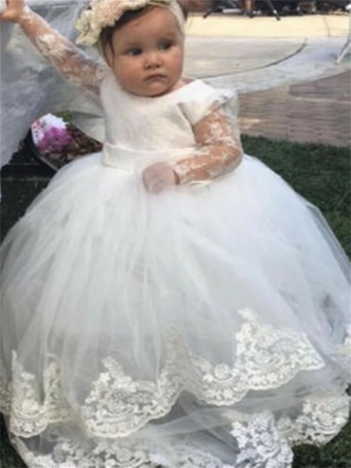 Платье для крещения девочки, платья для крещения, удлиненные, для вечеринки по случаю дня рождения 1-го года, Свадебная Одежда для младенцев Bebes
