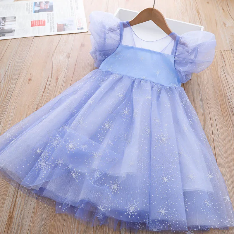 Фиолетовое тюлевое платье для девочек, новое летнее детское платье принцессы с бессмертным бантом на день рождения 2023 года