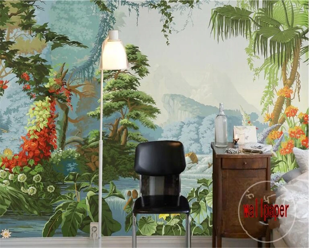 бейбехан Личность эстетические обои Европейский ретро дворцовый двор ручная роспись пасторальный тропический лес обои маслом 3d