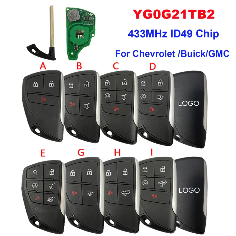 3/4/5/6B Умный Дистанционный Автомобильный Ключ для Chevrolet Suburban Tahoe Для Buick GMC Yukon XL Denali 433 МГц ID49 Чип FCCID YG0G21TB2