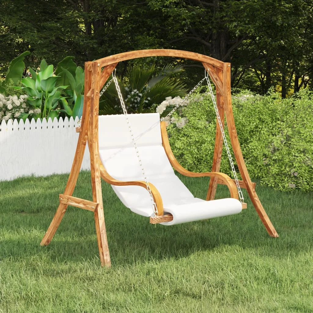Эргономичное сиденье для качелей на открытом воздухе, качели из изогнутого дерева кремового цвета и подушка для сиденья из тикового шпона
