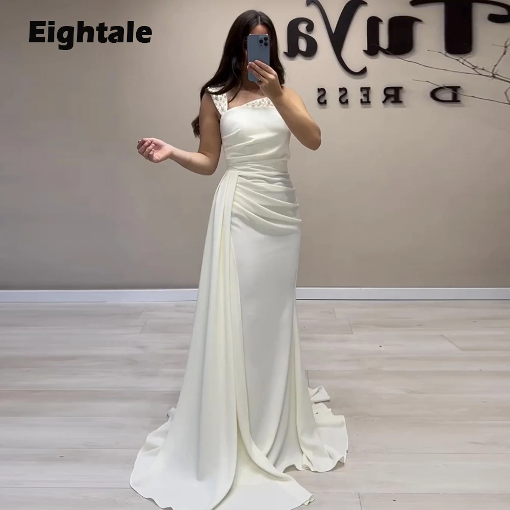 Элегантное вечернее платье Eightale для свадебной вечеринки с одним плечом, расшитое жемчугом, вечерние платья знаменитостей в арабском стиле русалки