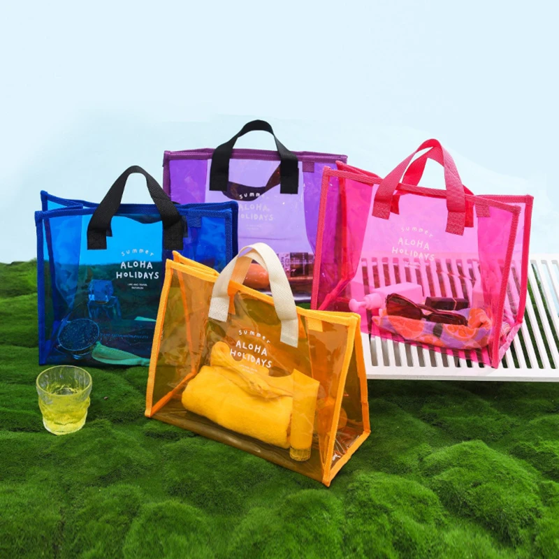 Сумка-тоут, прозрачная водонепроницаемая женская сумка из ПВХ, сумка-тоут, Многоразовая хозяйственная сумка большой емкости, пляжные сумки для плавания