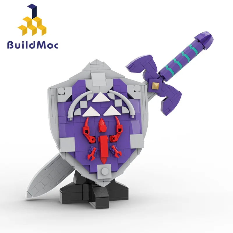 Buildmoc Master Sword Stable Hyruleds Shield Игра Zeldaed Ruins Link MOC Модель Строительные Блоки Наборы Игрушек для Детских Подарков