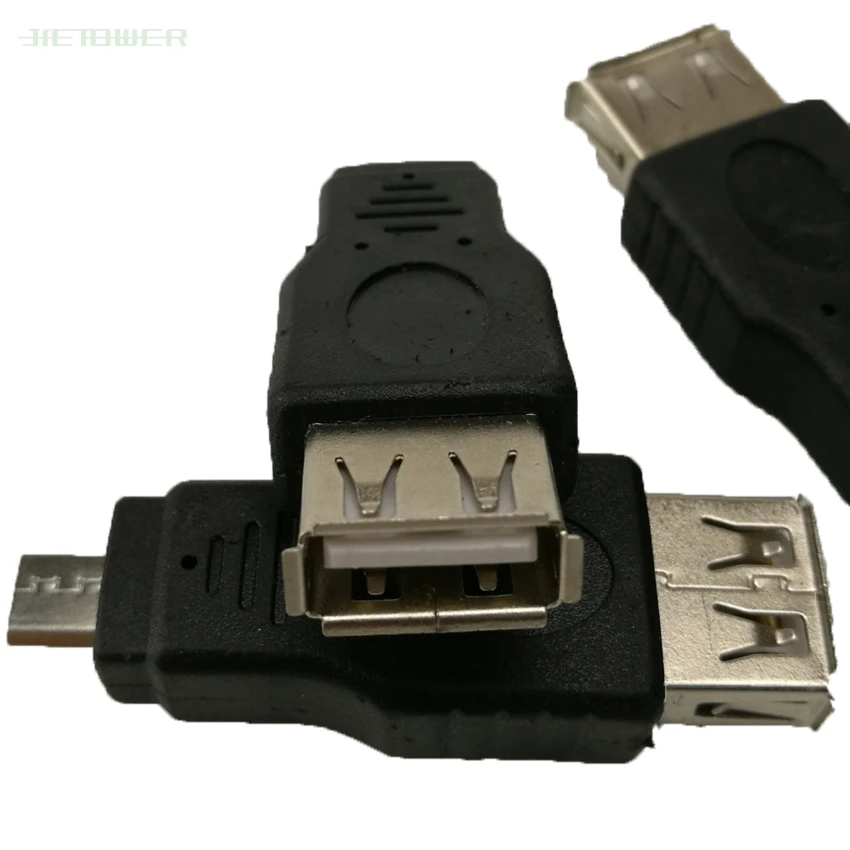 100 шт./лот Черный разъем USB 2.0 A для подключения к разъему Micro USB Разъем OTG хост-адаптер конвертер со скоростью до 480 Мбит/с для портативных ПК телефонов