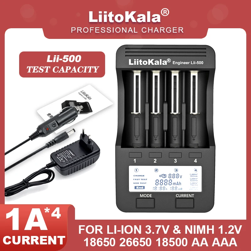 Liitokala Lii-500 LCD 3,7 V 18650 18350 17500 16340 18500 21700 14500 26650 AA NiMH Литиевое зарядное Устройство Отгрузка из России