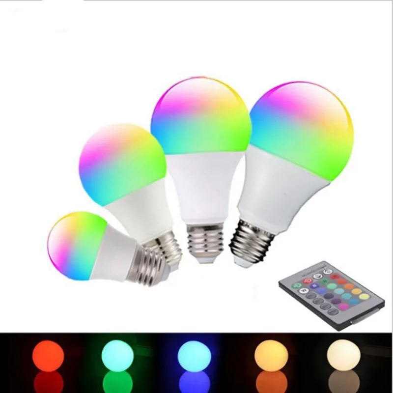 Светодиодная цветная лампочка Красочная лампа дистанционного управления с изменяющимся цветом RGB Глобус E27 С резьбовым отверстием, затемняющий внутреннее освещение, Маленькая ночная лампа