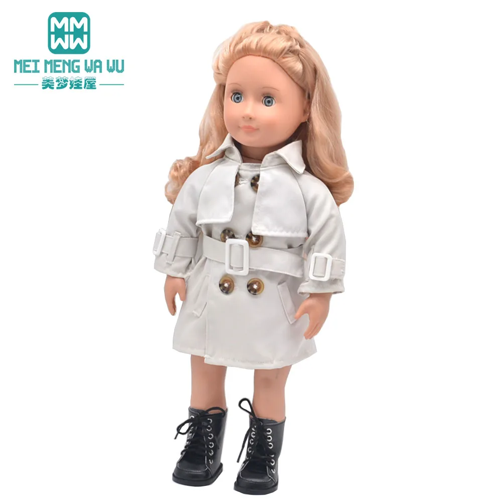 Подходит для подарка девушке в виде американской куклы 45 см, модного пальто, комбинезона, клетчатой ветровки