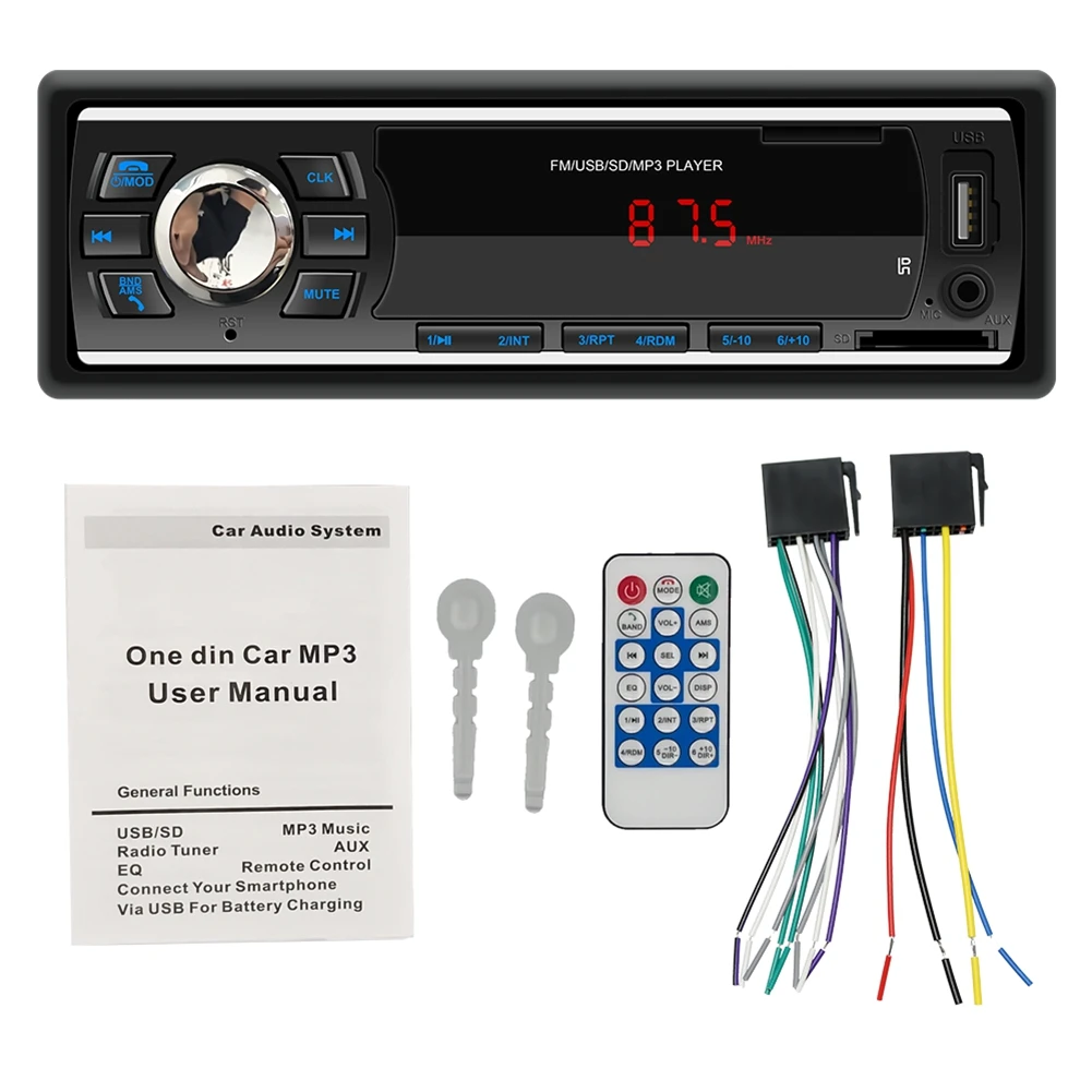 Автомобильный стереозвук 1 DIN Automotivo Bluetooth с USB-картой USB/SD/AUX FM-MP3-плеер Тип ПК: ISO-6249