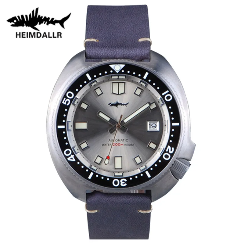 Титановые часы Heimdallr, мужские часы с кожаным ремешком и сапфиром, водонепроницаемость 20ATM, Светящиеся Механические часы с автоподзаводом NH35 Diver