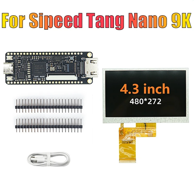 Для Sipeed Tang Nano 9K FPGA Development Board Черная Печатная Плата С 4,3-Дюймовым ЖК-экраном Комплект GOWIN GW1NR-9 RISC-V HD С Кабелем Type C.