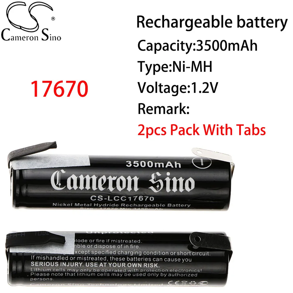 Cameron Sino 17670 Аккумуляторная Батарея Ni-MH 3500mAh 1.2V 2 шт. в упаковке с Вкладками Bateria Ni-mh Diy Battery