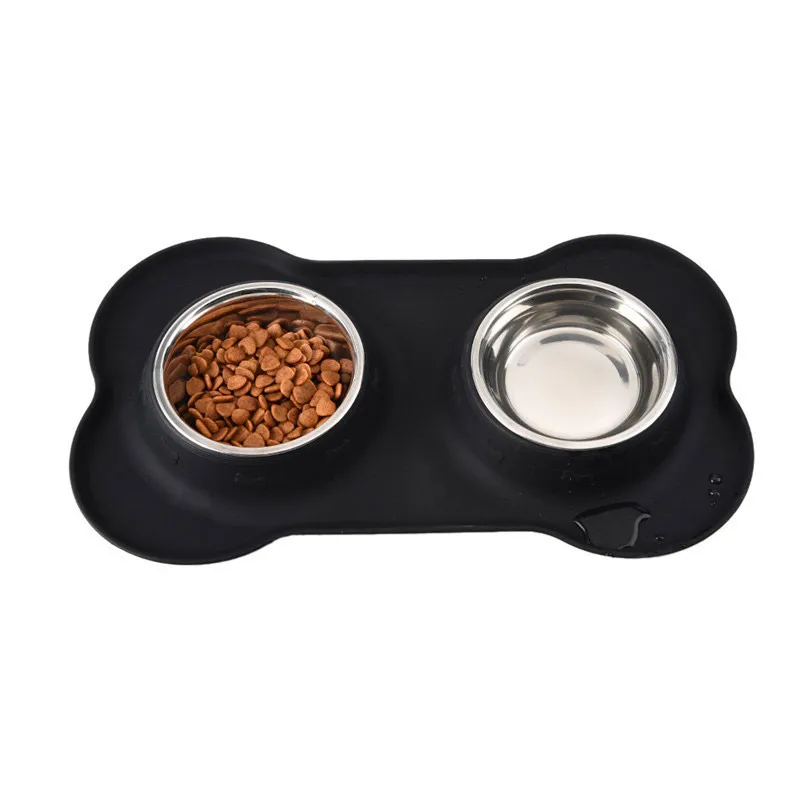 Durable Anti-knock Cat Pet Accessories Not Easy To Slip Dogs Double Bowl Stainless Steel поилка для собак с собой Mascotas Chien