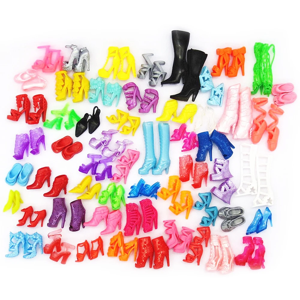 60 Пар /компл. Смешанных модных ботинок на высоком каблуке, разноцветных сандалий для куклы Барби, обуви, аксессуаров, детских игрушек для девочек, горячая распродажа