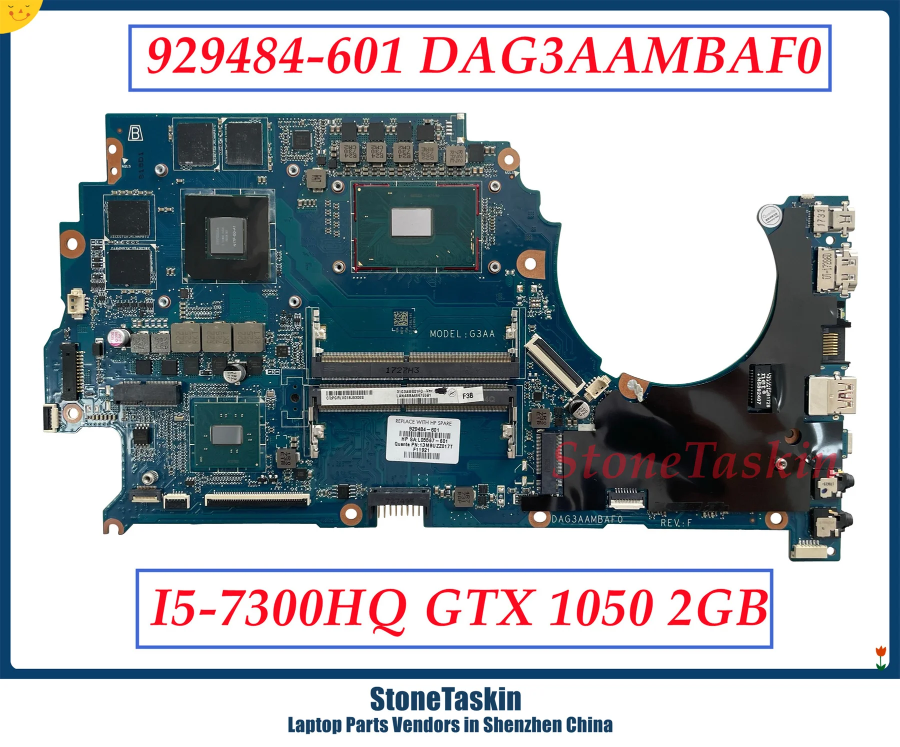 StoneTaskin DAG3AAMBAG0 Для HP OMEN 15-CE 15-CE001TX TPN-Q194 Материнская плата ноутбука 929484-601 GTX1050 2 ГБ i5-7300 Процессор MB DDR4