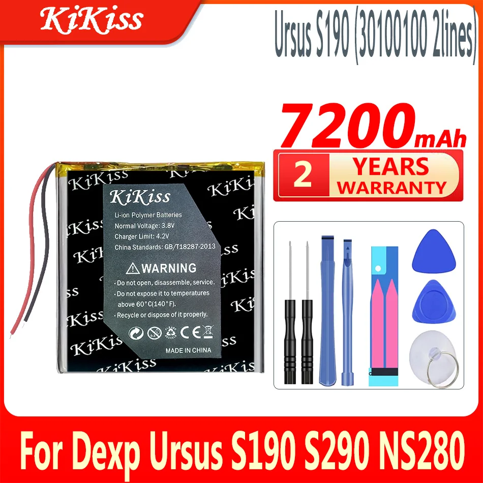 7200 мАч KiKiss Мощный Аккумулятор Ursus S19030100100 2 линии Для Dexp Ursus S190 S290 NS280 A179i 10XW Z380 NS180 8W 3G P180 LTE