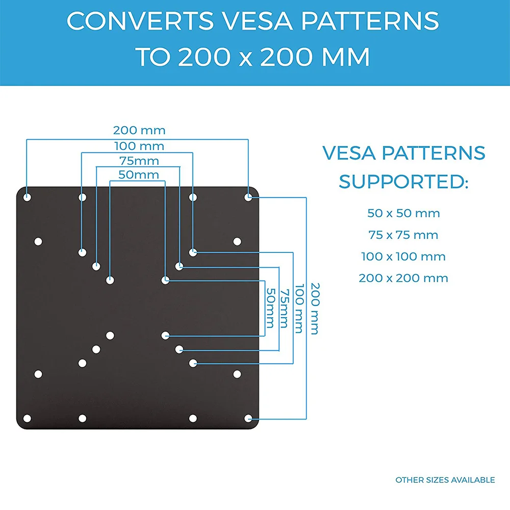 Переходная пластина для крепления VESA к телевизору, преобразующая размеры VESA 75X75 и 100X100 в 200X200 мм, Преобразовательная пластина VESA