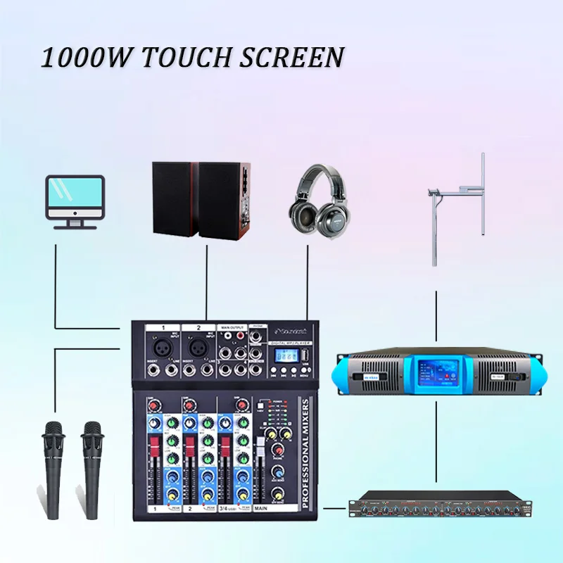 Сенсорный экран 1000 Вт FM-передатчик в комплекте 1 кВт