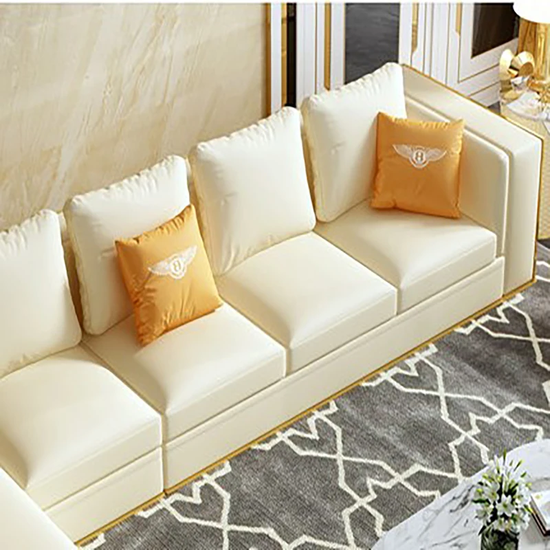 Легкий роскошный кожаный угловой диван комбинированного размера гостиная постмодернистский минималистичный роскошный итальянский импортный первый слой воловьей кожи